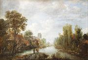 Aert van der Neer Landscape with waterway oil on canvas